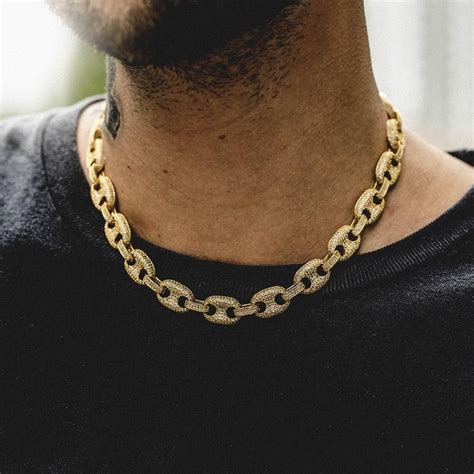 iced gucci link necklace in white gold|Gucci 18k gold necklace.